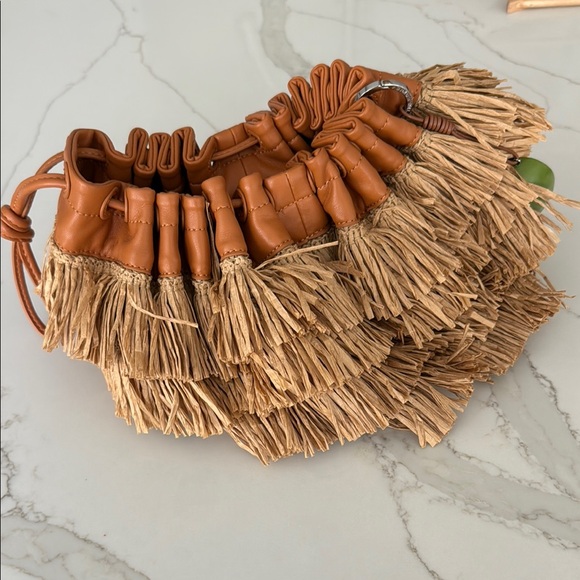 Simon Miller Handbags - Simon Miller Scrunch Raffia Fringe Bag Pouch Clutch